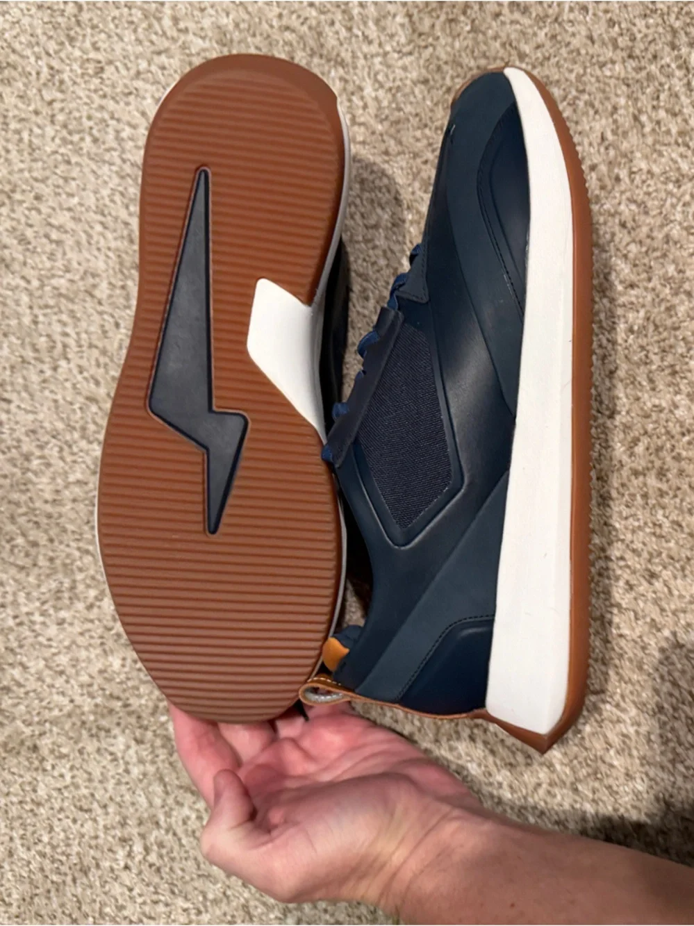 Men's Navy Blue Wolf & Shepherd Dress Shoes, Size 10.5, like new, stretchy laces